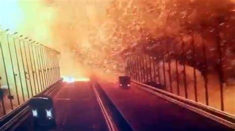 Massive Russian Kerch bridge damaged in fiery explosion