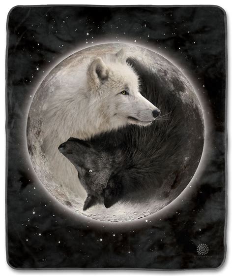 The Mountain Yin Yang Wolves Fleece Blanket | Yin yang wolf, Wolf spirit animal, Wolf love