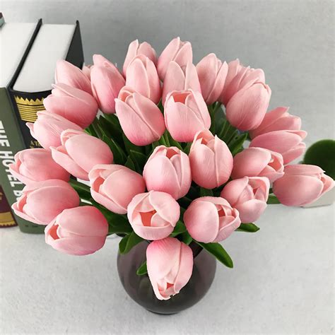 Aliexpress.com : Buy Pink Tulips Artifical Real Touch PU Tulip Flower ...