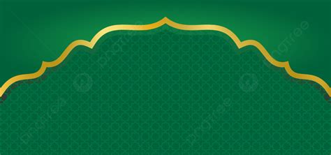 Islamic Green With Border Gold Pattern Background Vector, Islamic ...