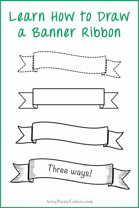 How To Draw A Banner Ribbon (Straight & Wavy) - Artsy Pretty Colors