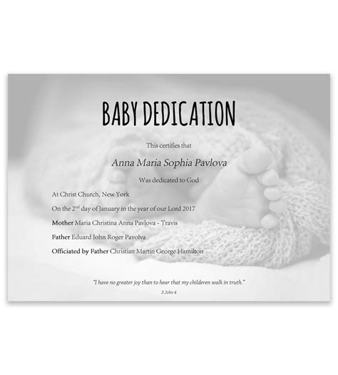 Baby Dedication Certificate Template for Word [Free Printable]