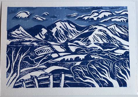 The Galtees Blue Sky Linocut Print Lino Print Print Art | Etsy