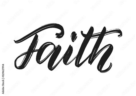 Faith word hand lettering. Handmade calligraphy as believe, faith and ...