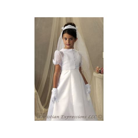 Communion dress with organza jacket and peter pan collar – FirstCommunions.com