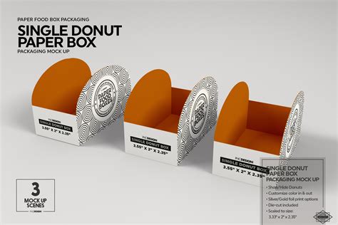 Single Donut Box Packaging Mockup