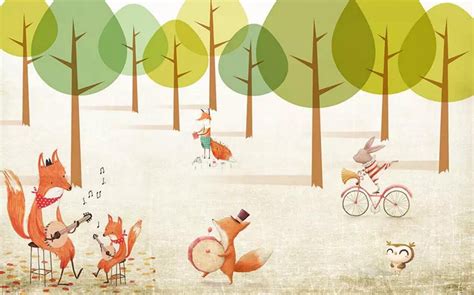 3D Kids Cartoon Forest Fox Wallpaper-nursery Wallpaper | Etsy