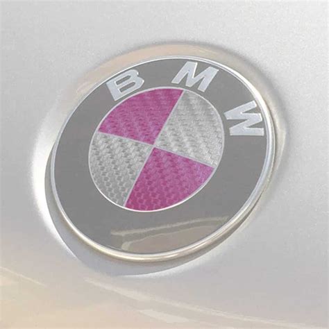 BMW Emblem Logo Overlay Decal Roundels (Silver/Pink Carbon Fiber) — BocaDecals