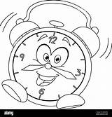 Outlined Cartoon alarm clock Vector Illustration coloring page Stock  sketch template