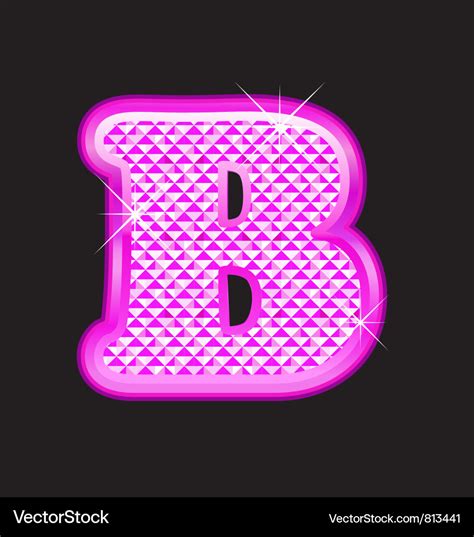 B letter pink bling girly Royalty Free Vector Image