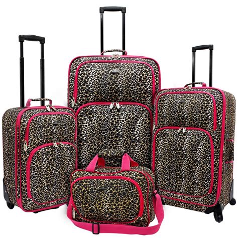 U.S. Traveler Fashion 4 piece Spinner Luggage Set Leopard