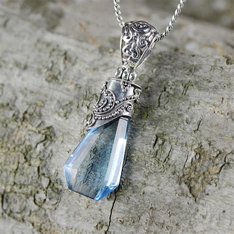 Real Pure 925 Silver Crystal Pendant For Women With Gemstones Antique ...