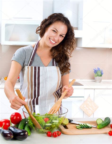 Young Woman Cooking. Healthy Food — Stock Photo © Subbotina #20382675