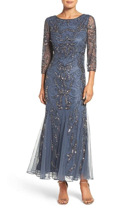 Pisarro Nights Illusion Sleeve Beaded A-Line Gown | Nordstrom | Evening dresses, Gowns dresses ...