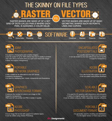 Raster Vs Vector – The Skinny On File Types | http://www.designmantic.com/blog/infographics ...