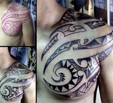 50 Polynesian Chest Tattoo Designs For Men - Tribal Ideas