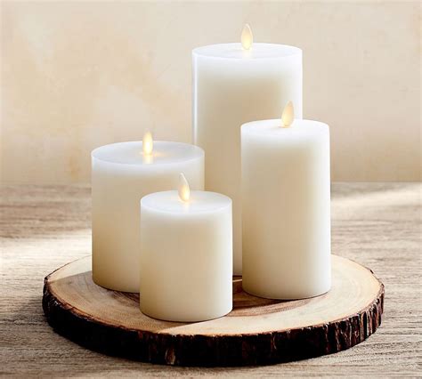 Premium Flicker Flameless Wax Pillar Candle, 6 x 10", Ivory at Pottery ...