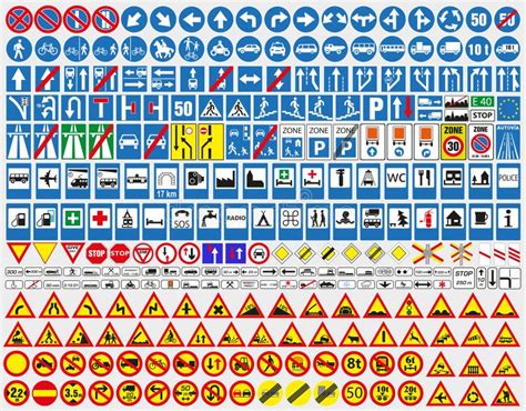 Mandatory Road Signs of Europe. Road Signs Stock Vector - Illustration ...