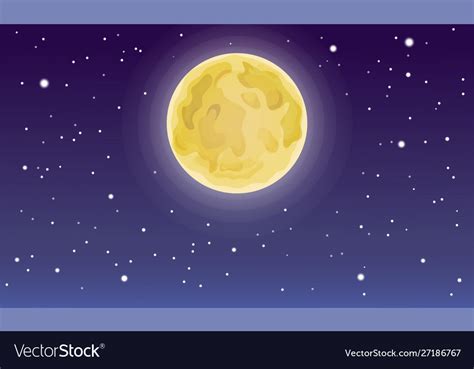 Cartoon full moon on dark starry night sky starry Vector Image