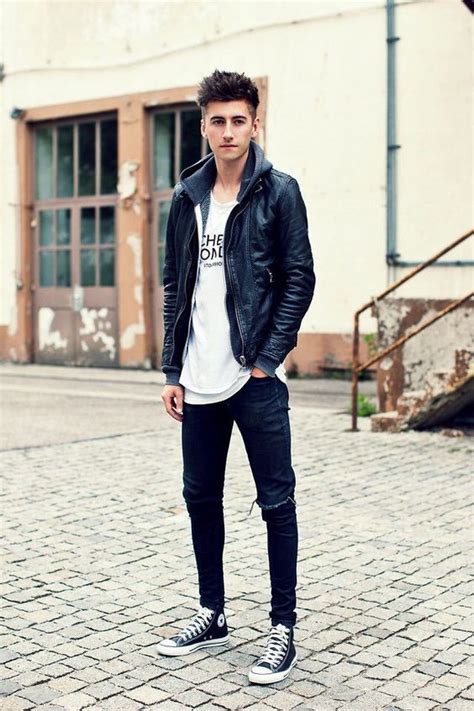 Black Racer Jacket, Camping Fashion Tips With Dark Blue And Navy Jeans ...