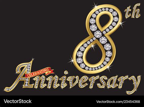 Celebrating 8th anniversary golden sign Royalty Free Vector