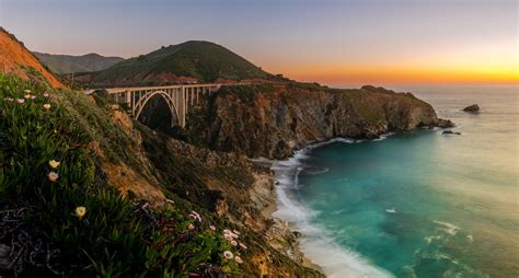 photography, Nature, Landscape, Sunset, Sea, Bridge, Coast, Wildflowers ...