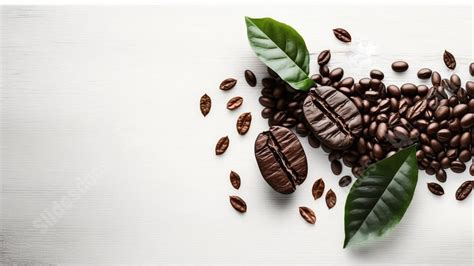 Coffee Beans Coffee Leaves Blank Powerpoint Background For Free Download - Slidesdocs