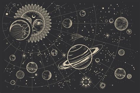 Moon in the solar system By Chikovnaya | TheHungryJPEG | ノートパソコンの壁紙, 抽象画の描き方, パソコン 壁紙