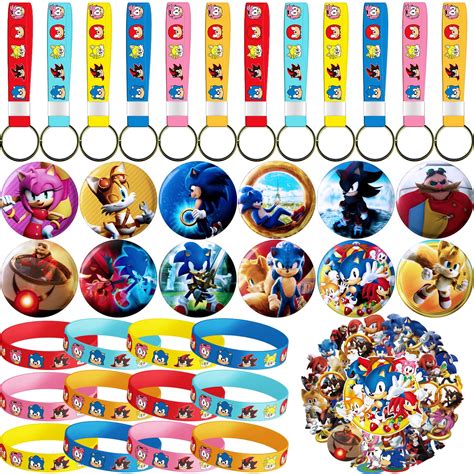 Buy Sonic Party Favors, 86 Pcs Sonic The Hedgehog Party Favors Includes 12 Sonic Keychain,12 ...