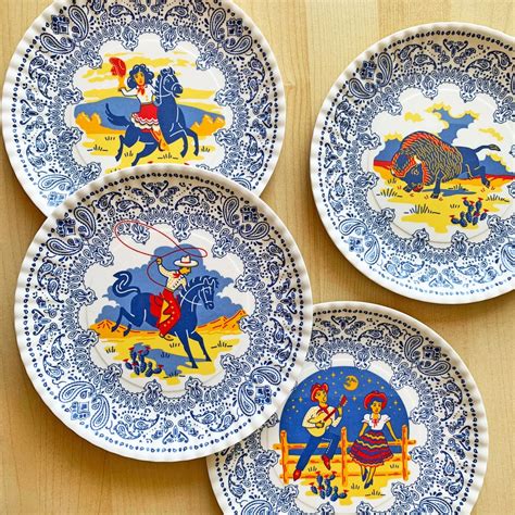 Western Plates, 7.5, Set of 4, Melamine Plates, Cowboy, Cowgirl, Serenade and Buffalo - Etsy