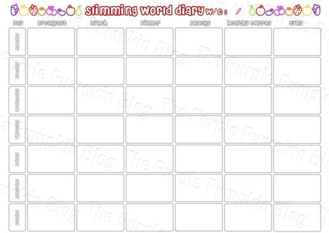 Slimming World Food Diary Printable & Meal Planner Printable