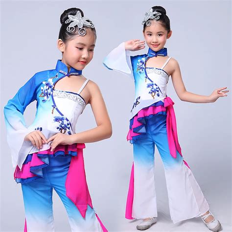 Girls Hanfu Chinese folk dance costumes for kids Chinese traditional ...