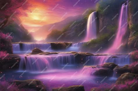 Premium AI Image | 3D Waterfall wallpaper