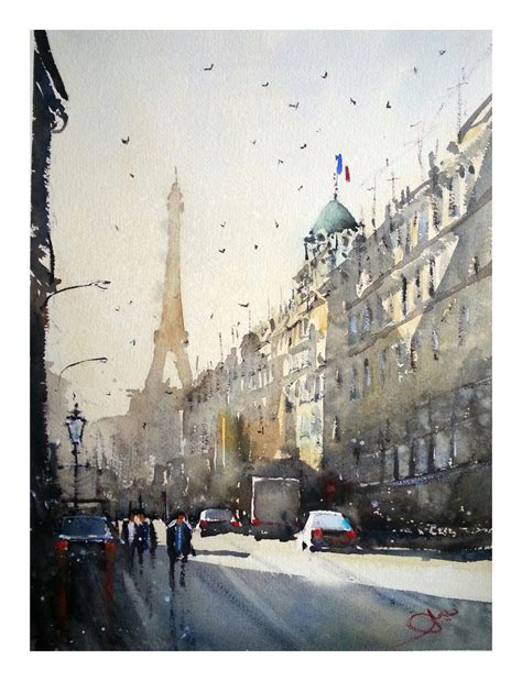 Paris Street | Watercolor landscape, Watercolor architecture, Artist painting