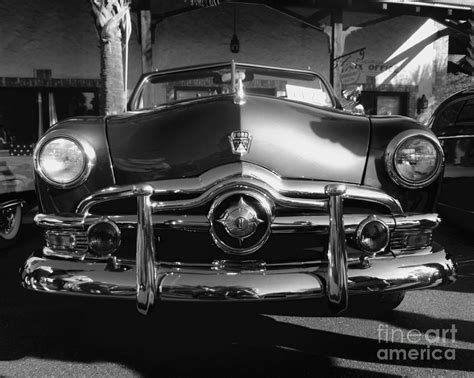 Classic Cars - 1950 Ford Custom - front end black and white Photograph by Jason Freedman - Pixels