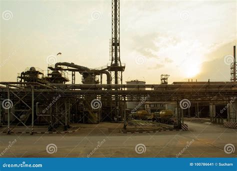 Silhouette View Of Factory Before Sunset. Stock Image - Image of exterior, company: 100786641