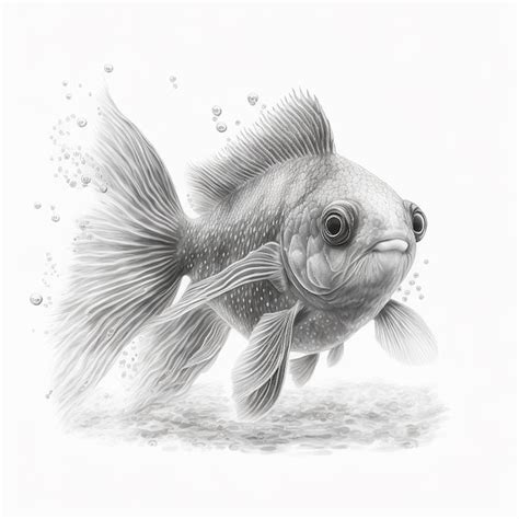 Premium Photo | Pencil sketch cute art aquarium fish drawing AI Generated