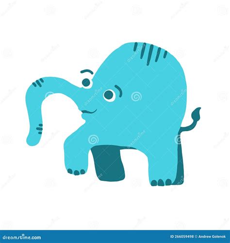 Blue Elephant in Cartoon Flat Style Stock Vector - Illustration of drawing, africa: 266059498