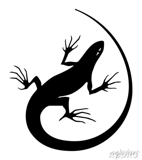 Silhouette of a lizard. tattoo, logo, sign, illustration • wall ...