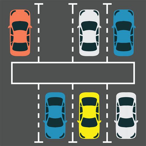 Vector illustration of a group of parked cars, seen in the top view ...