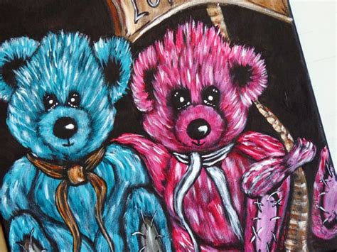 Teddy Bear Couple Original OOAK Acrylic Painting Handpainted | Etsy