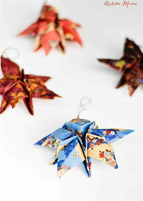 Fabric Origami Christmas Star Ornaments | Ashlee Marie - real fun with real food