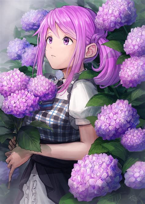 1920x1080px, 1080P free download | Anime girl, purple flowers, cute ...