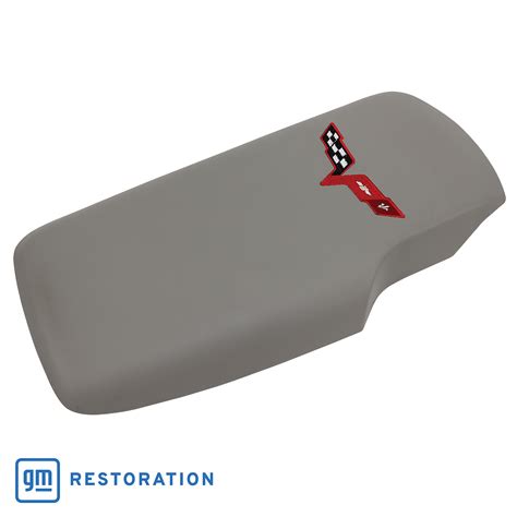 2005-2013 C6 Corvette Embroidered Console Lid In Titanium Gray W/Red ...