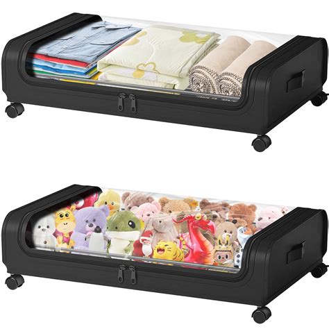 Under Bed Storage with Wheels ,2 Pack Under Bed Storage Containers ...