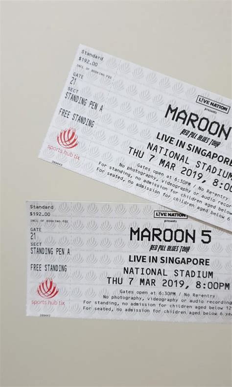 Maroon 5 Concert ticket, Tickets & Vouchers, Event Tickets on Carousell