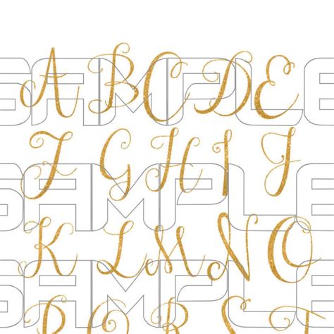 Digital Gold Cursive Alphabet Clipart, Letter Glitter Clipart, Alphabet ...