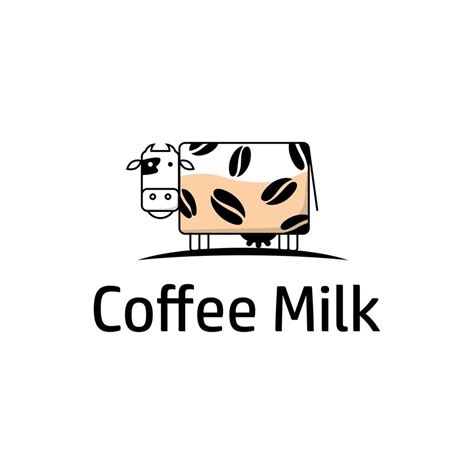 Creative coffee milk logo design, Hot coffee milk with cow cartoon background 20379069 Vector ...