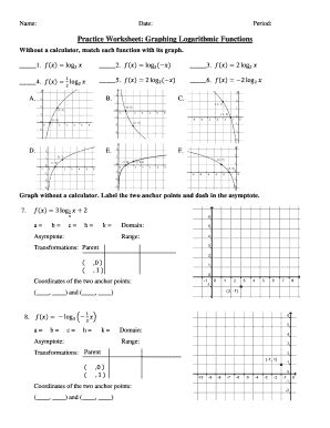 Fillable Online Practice Worksheet: Graphing Logarithmic Functions Fax Email Print - pdfFiller