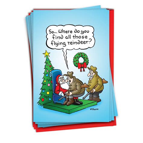 12 Funny Christmas Cards Pack (1 Design, 12 Cards) - Hunter Flying ...